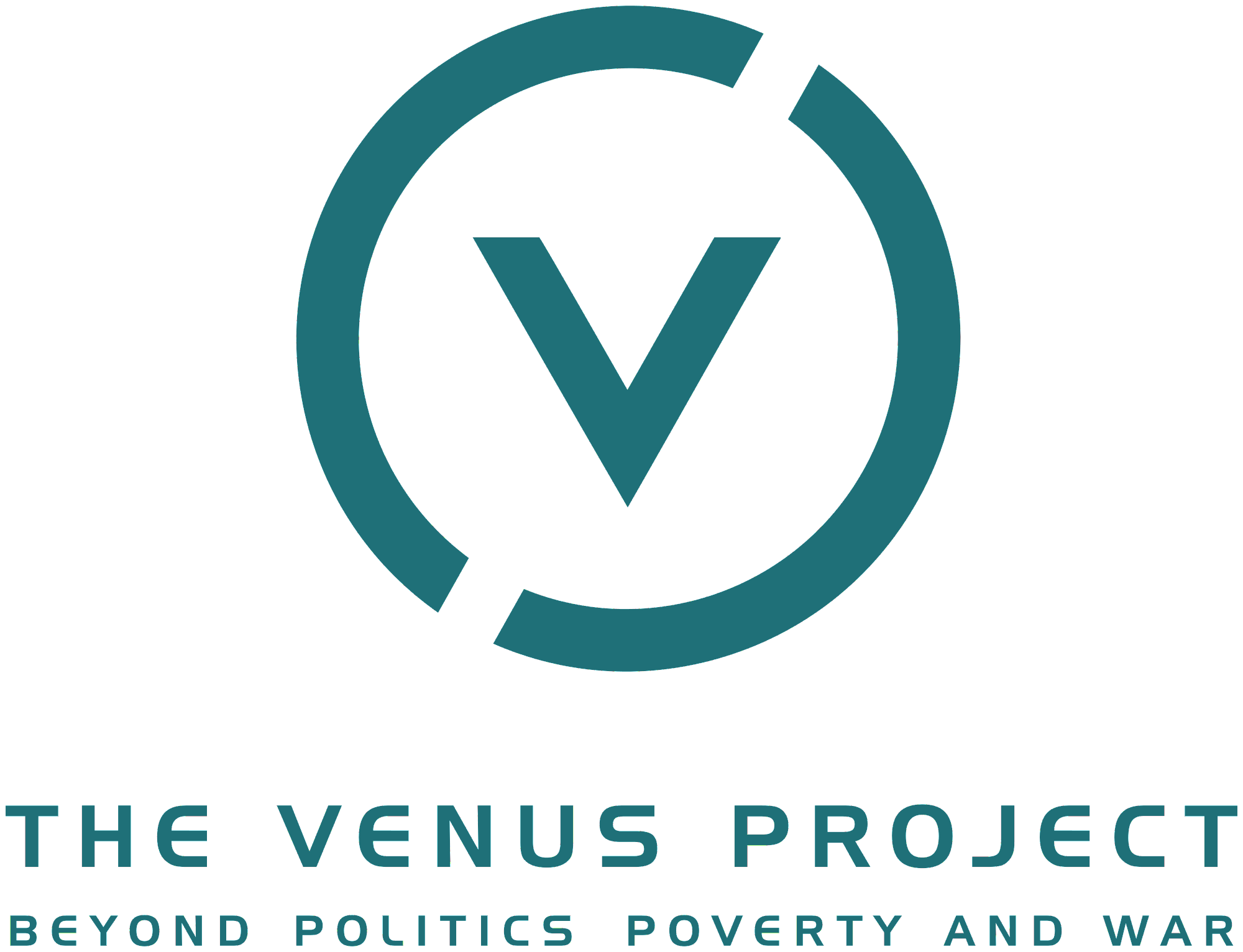 Venus Project Logo. A large V surrounded by a circular border. So, a V in a circle.