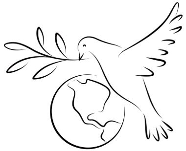 Network for Peace Logo. A dove hovering over the globe